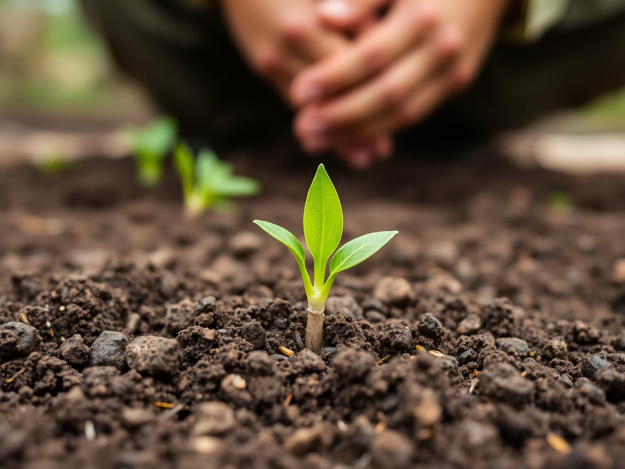 Crops growing in healthy soil